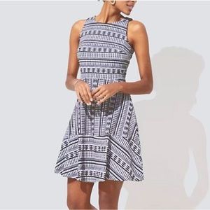 Ann Taylor Loft black white textured a-line dress NWOT!